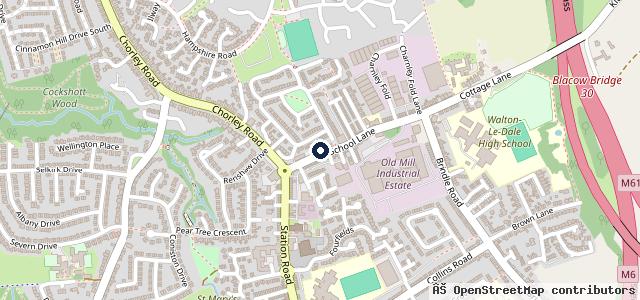 Map showing the location of School Lane Service Station