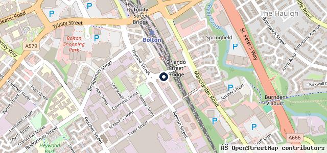 Map showing the location of The Hub Bolton