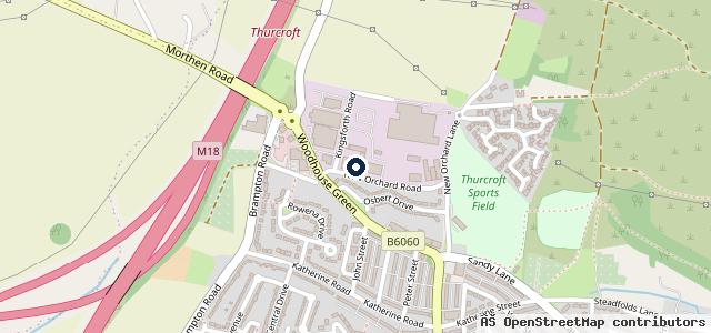 Map showing the location of Thurcroft M.o.t. Testing Station