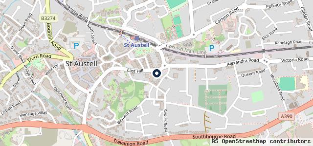Map showing the location of Vospers Of St Austell