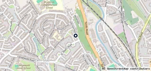 Map showing the location of Cefn Glas Service Station