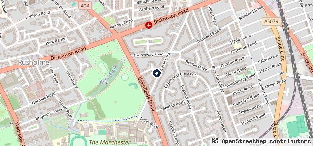 Map showing the location of Autotek (a.k.a Star Motors | Garage In Manchester - MOT Class 4/5/7, Service, Mechanical Repair, Dash Cam Installation