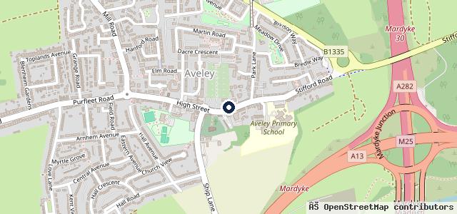 Map showing the location of Aveley Garage & M.O.T. Centre