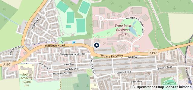 Map showing the location of Kwik Fit - Ashington