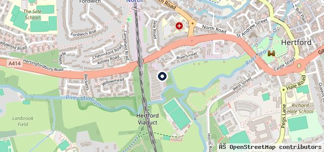 Map showing the location of Hertford Service Centre