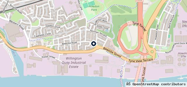 Map showing the location of Advanced Wallsend Test Centre