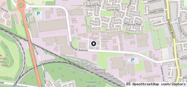 Map showing the location of Dukeries Testing Centre