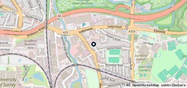 Map showing the location of B&Q Guildford