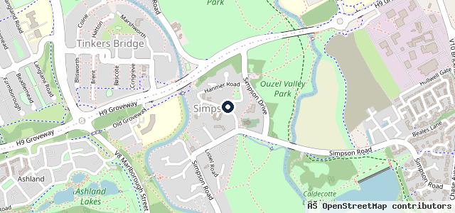 Map showing the location of Five Acres
