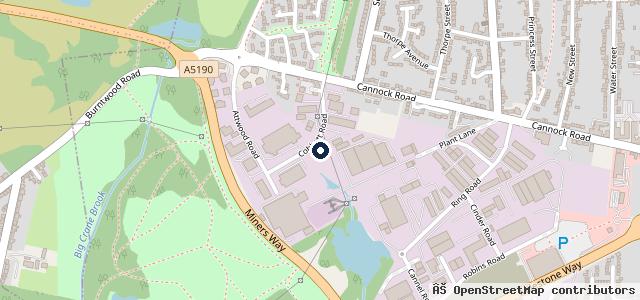 Map showing the location of Burntwood MOT Centre