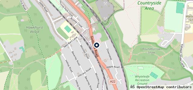 Map showing the location of Ken's Autos Godstone Road