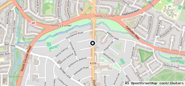 Map showing the location of Kwik Fit - London - Golders Green - Finchley