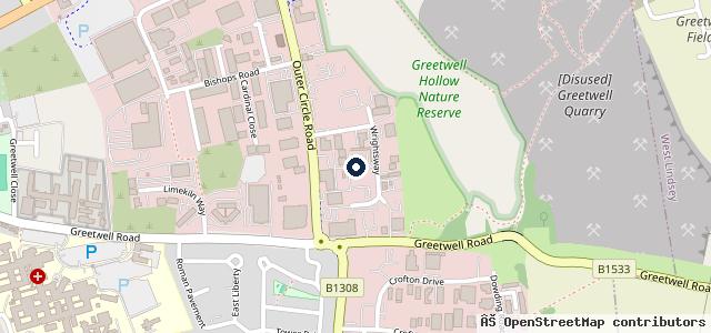 Map showing the location of Lincoln M.O.T. Centre