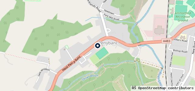 Map showing the location of Penybanc Car Centre