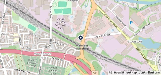 Map showing the location of Queen's Service Station