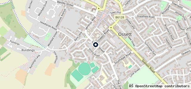 Map showing the location of Queen Street Garage Ossett