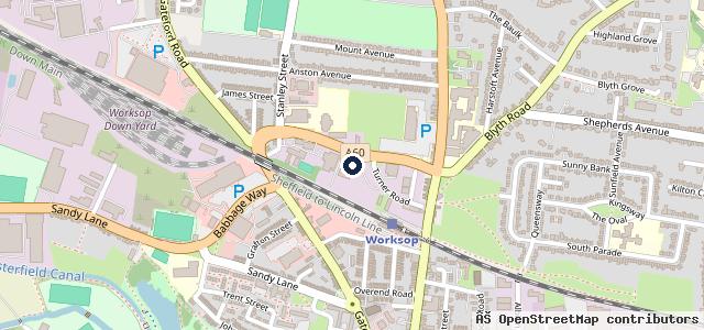 Map showing the location of Perrys Worksop Ford - Approved Repairer