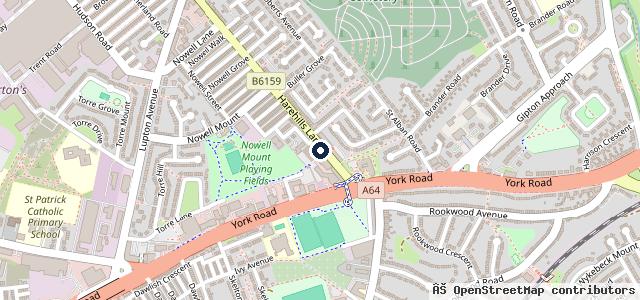 Map showing the location of Harehills Lane Hand Car Wash