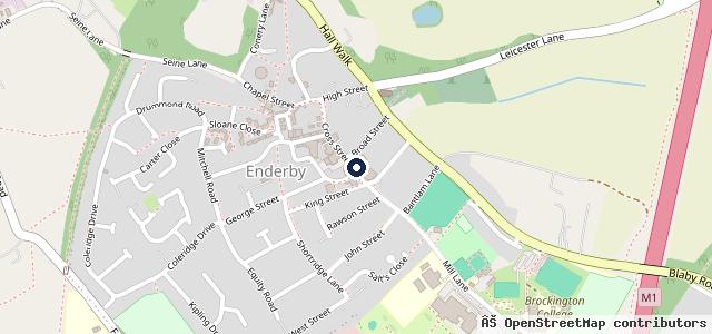 Map showing the location of Enderby Hardware and Vapes