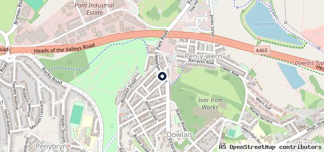 Map showing the location of Merthyr Motor Auctions