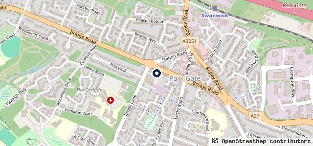 Map showing the location of Sparshatts of Swanwick
