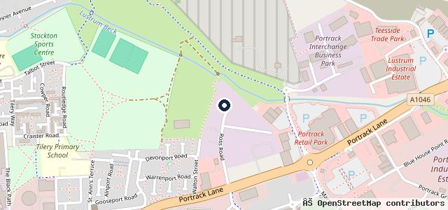 Map showing the location of Stockton M O T Centre
