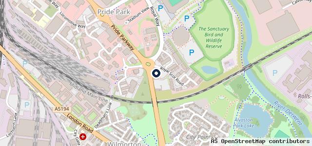 Map showing the location of Derby Audi