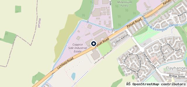 Map showing the location of Walsall Council MOT Test Centre