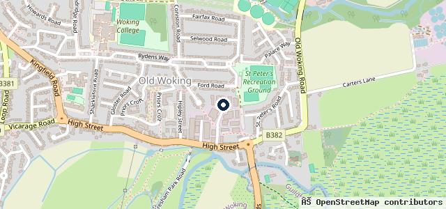 Map showing the location of Arthurs Bridge Garage (Old Woking Manor Way)