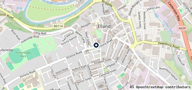 Map showing the location of Just Cars and Van Limited / Elland MOT Centre