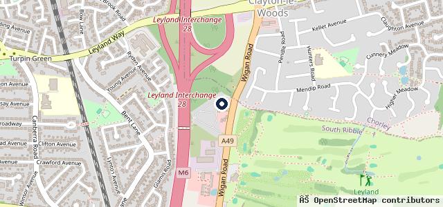 Map showing the location of Leyland Auto Care