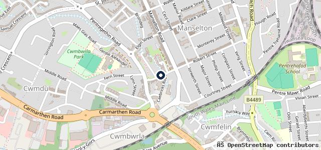 Map showing the location of Manselton MOT Centre