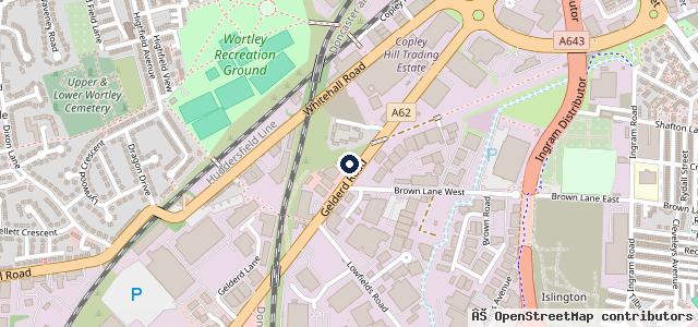 Map showing the location of Protyre Leeds Gelderd Road