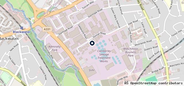 Map showing the location of St Georges Coachworks - Car Body Repairs Camberley