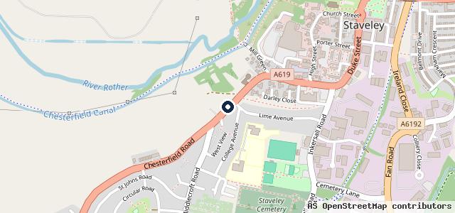 Map showing the location of Staveley Mot Centre
