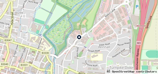Map showing the location of Winchester Mot & Tyre Centre