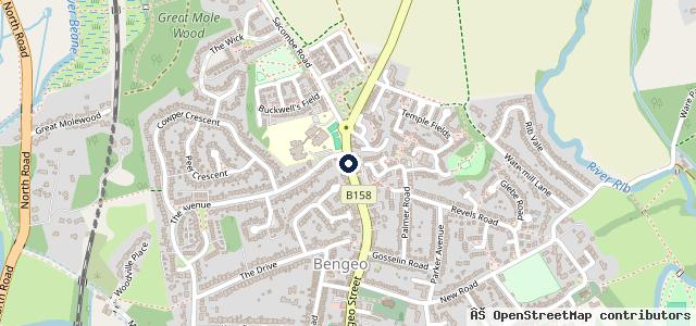 Map showing the location of Bengeo Service Centre