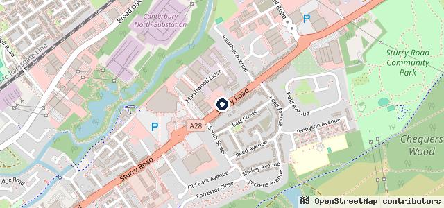 Map showing the location of Canterbury Motoring World