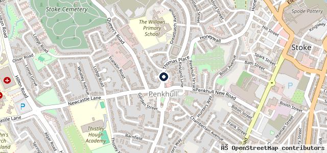 Map showing the location of Penkhull Service Station