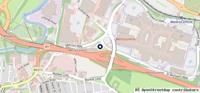 Map showing the location of Halfords Autocentre Gateshead