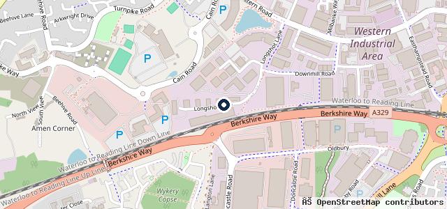 Map showing the location of Longshot Lane MOT Centre (Bracknell)