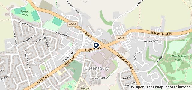 Map showing the location of Queensbury MOT Station