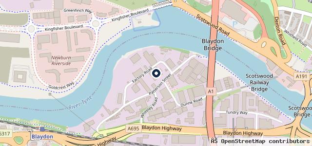 Map showing the location of Tyneside MOT and Service Centre