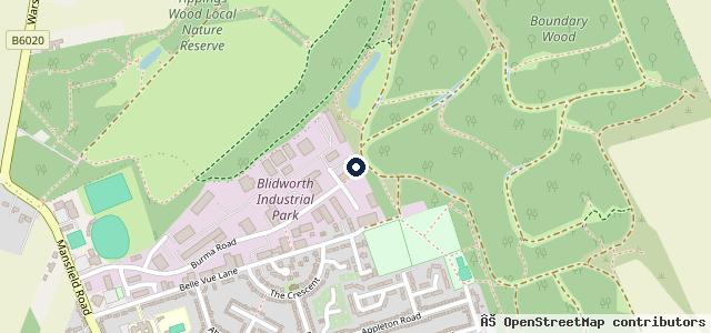 Map showing the location of Jenkins Motors mots blidworth