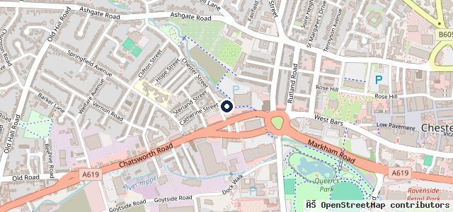 Map showing the location of Just Cars Chesterfield | MOT Test Centre
