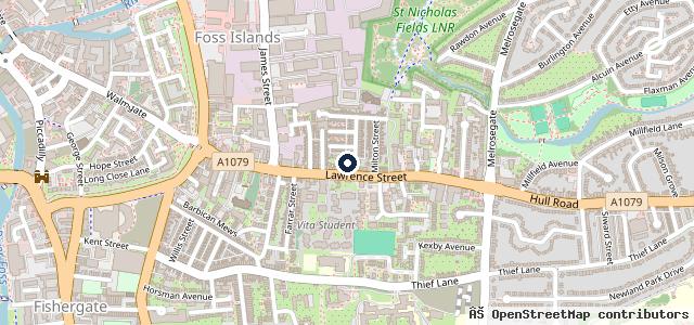 Map showing the location of Lawrence Street Garage