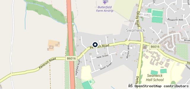 Map showing the location of Pentrich Road Garage
