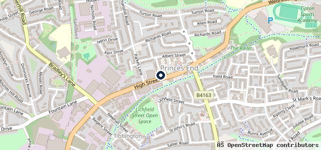Map showing the location of Princes End Garage