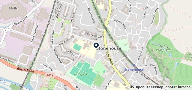 Map showing the location of Stonehouse Exhaust & Tyre Centre