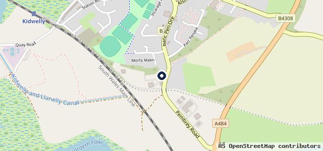 Map showing the location of W M Motors Kidwelly
